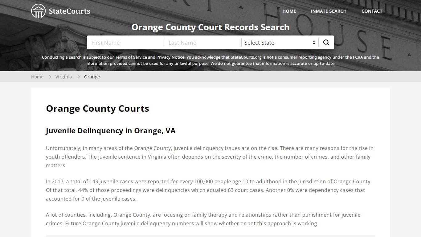 Orange County, VA Courts - Records & Cases - StateCourts