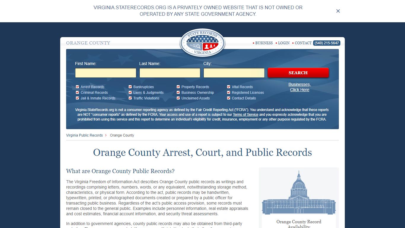 Orange County Arrest, Court, and Public Records